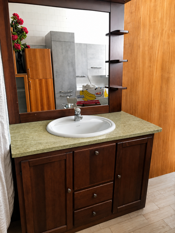 Mobile Bagno Arte Povera 110x57 cm con Specchiera 110x110