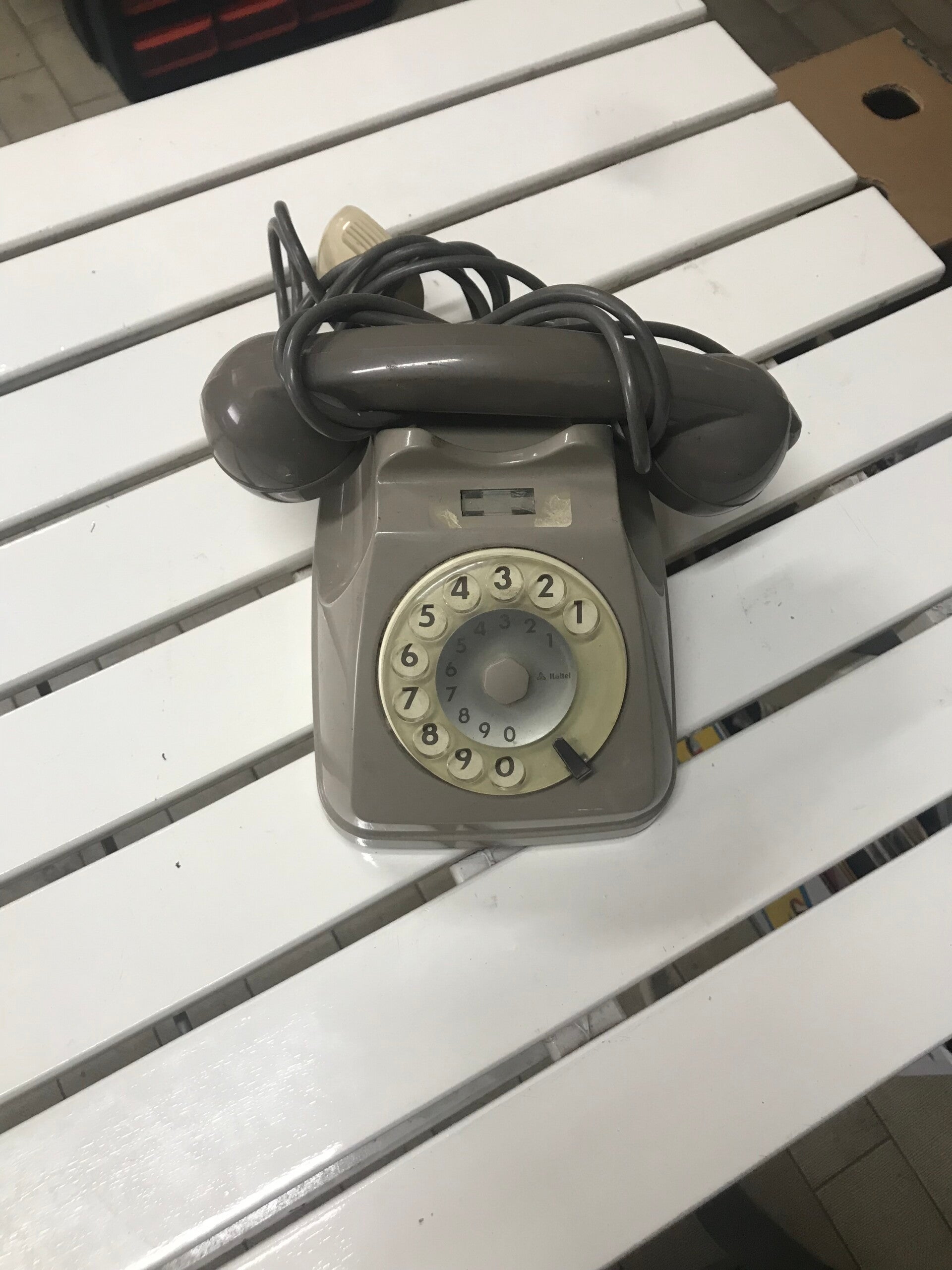 Vecchio Telefono Fisso SIP Italtel S62 Bigrigio Anni 70 A Disco Da Collezione
