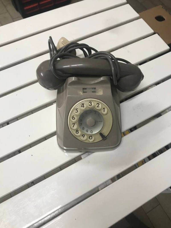 Vecchio Telefono Fisso SIP Italtel S62 Bigrigio Anni 70 A Disco Da Collezione