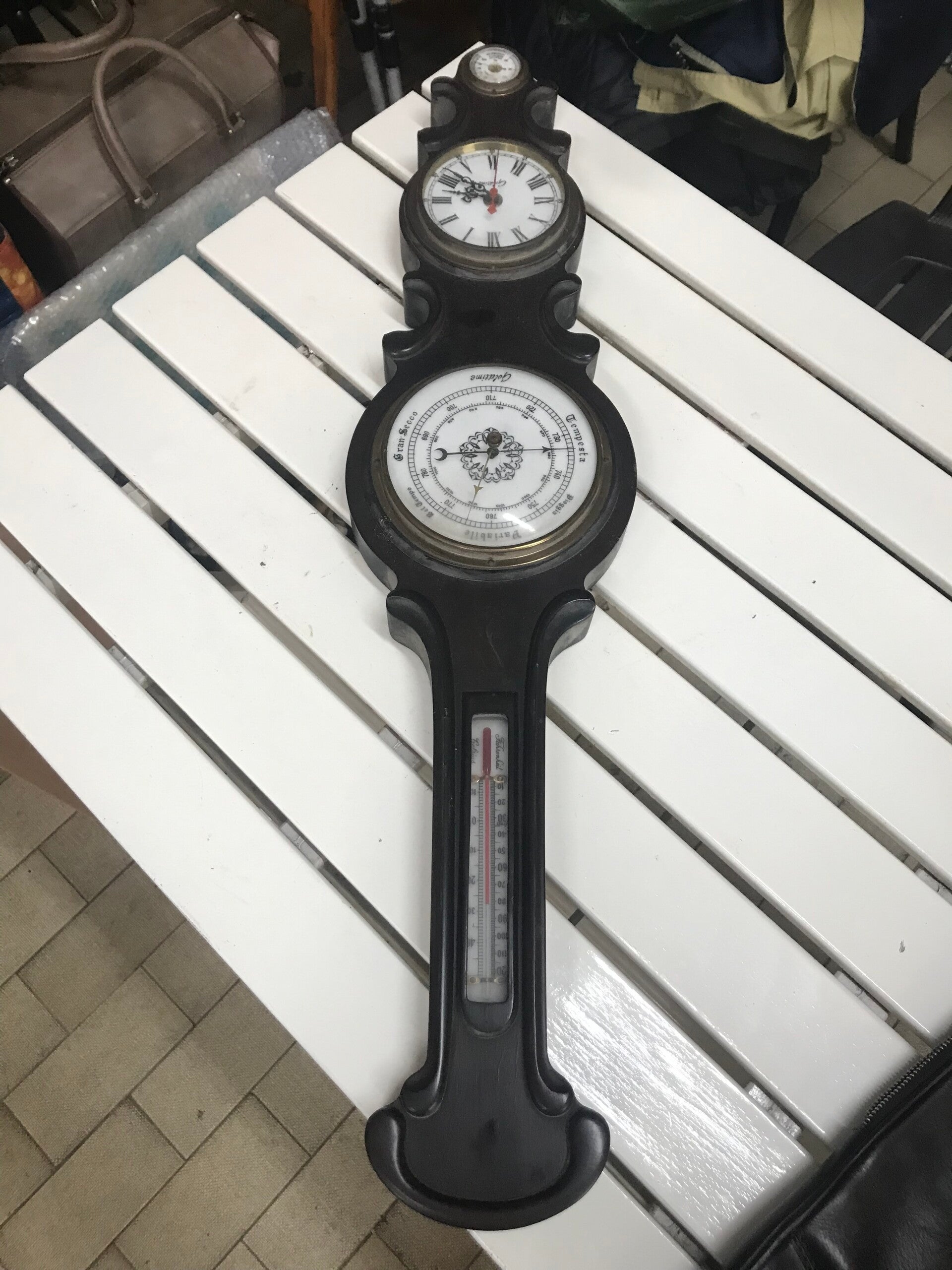 Stazione Meteo Vintage da Parete a Banjo - Orologio Barometro Termometro Legno