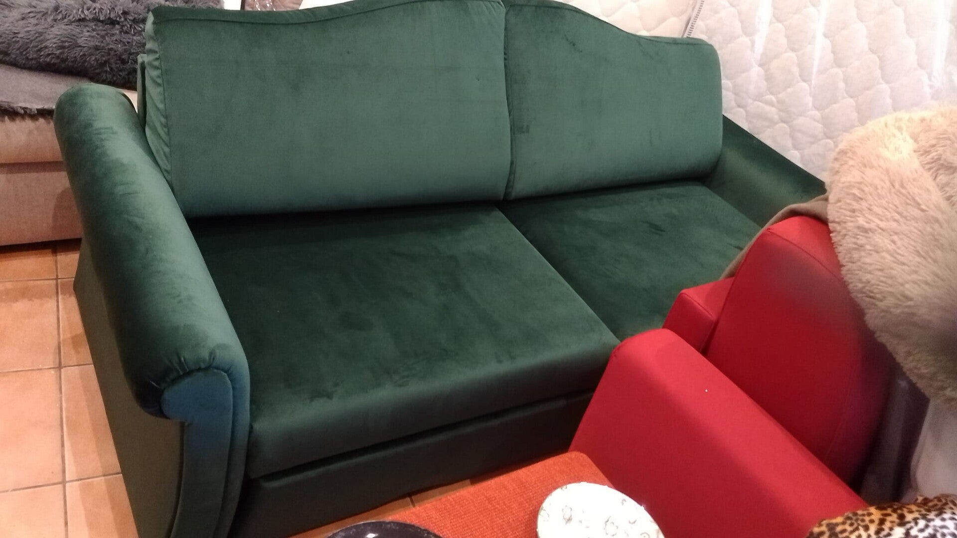 ULTIMO PEZZO! Divano letto NUOVO in velluto verde