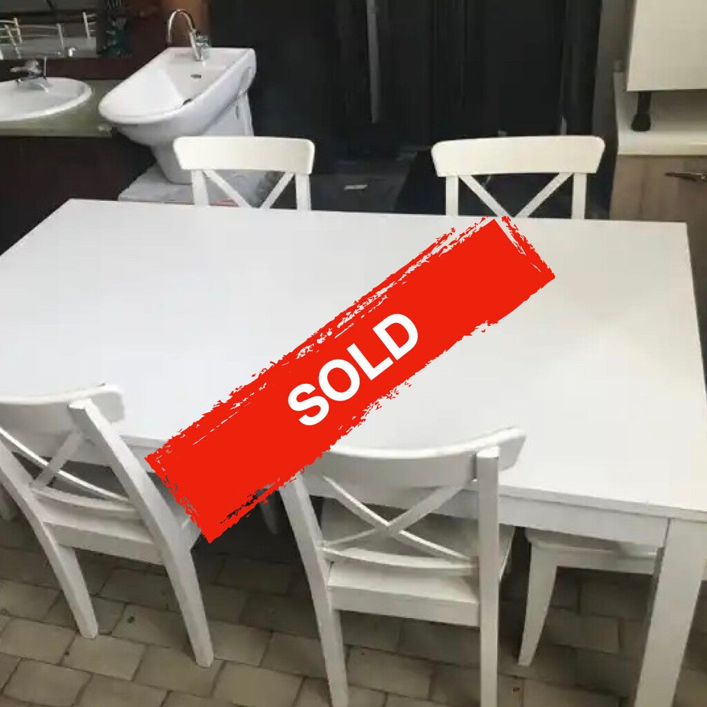 Tavolo 175x95cm + 6 sedie IKEA - Bianco legno massiccio