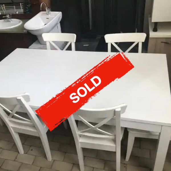 Tavolo 175x95cm + 6 sedie IKEA - Bianco legno massiccio
