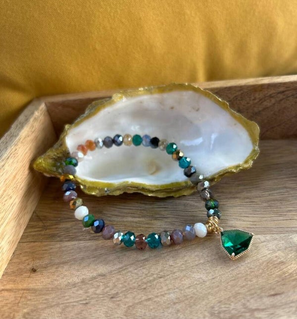 Facet armband met driehoek Crystal groen