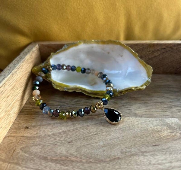 facet armband met druppel Crystal zwart