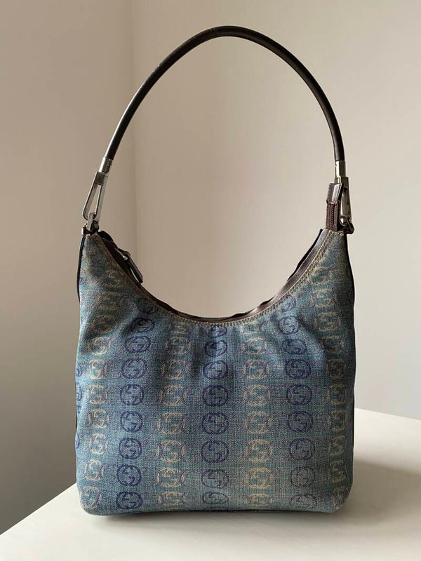 Gucci interlocking denim hobo