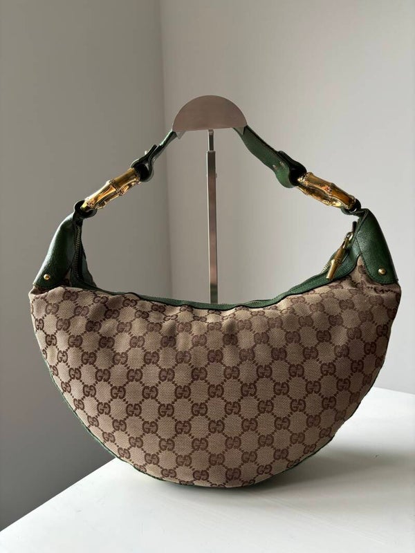 Gucci monogram bamboo hobo