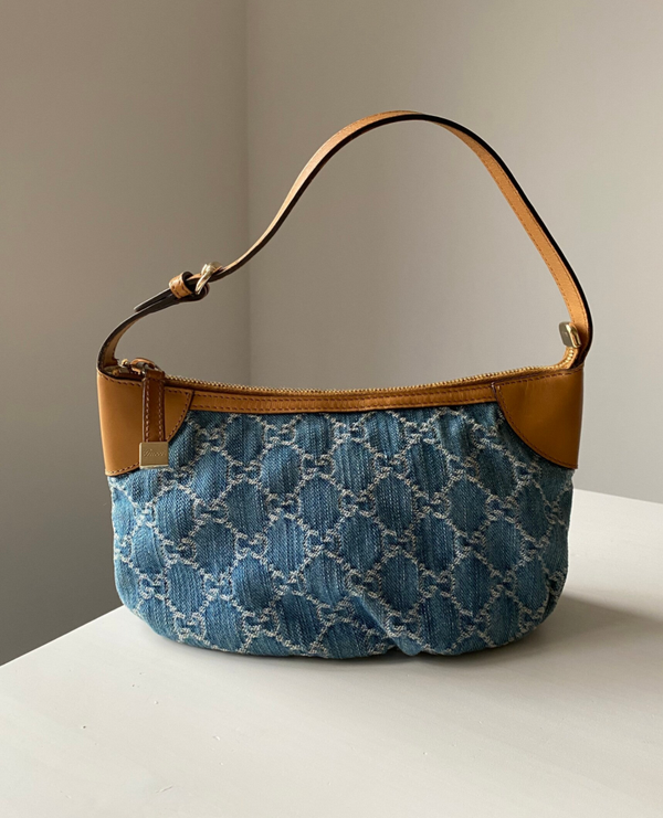 Gucci denim monogram pochette