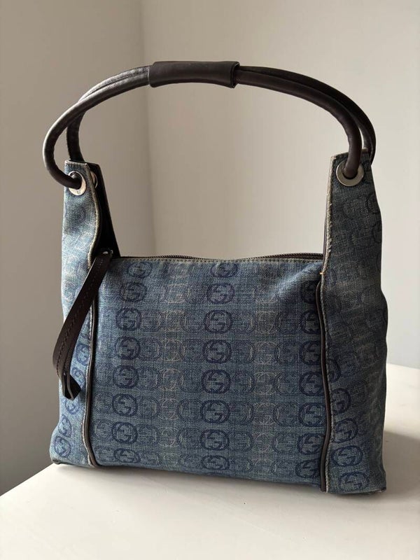 Gucci interlocking denim schoudertas