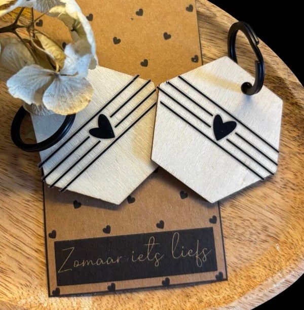 Houten sleutelhanger hartje