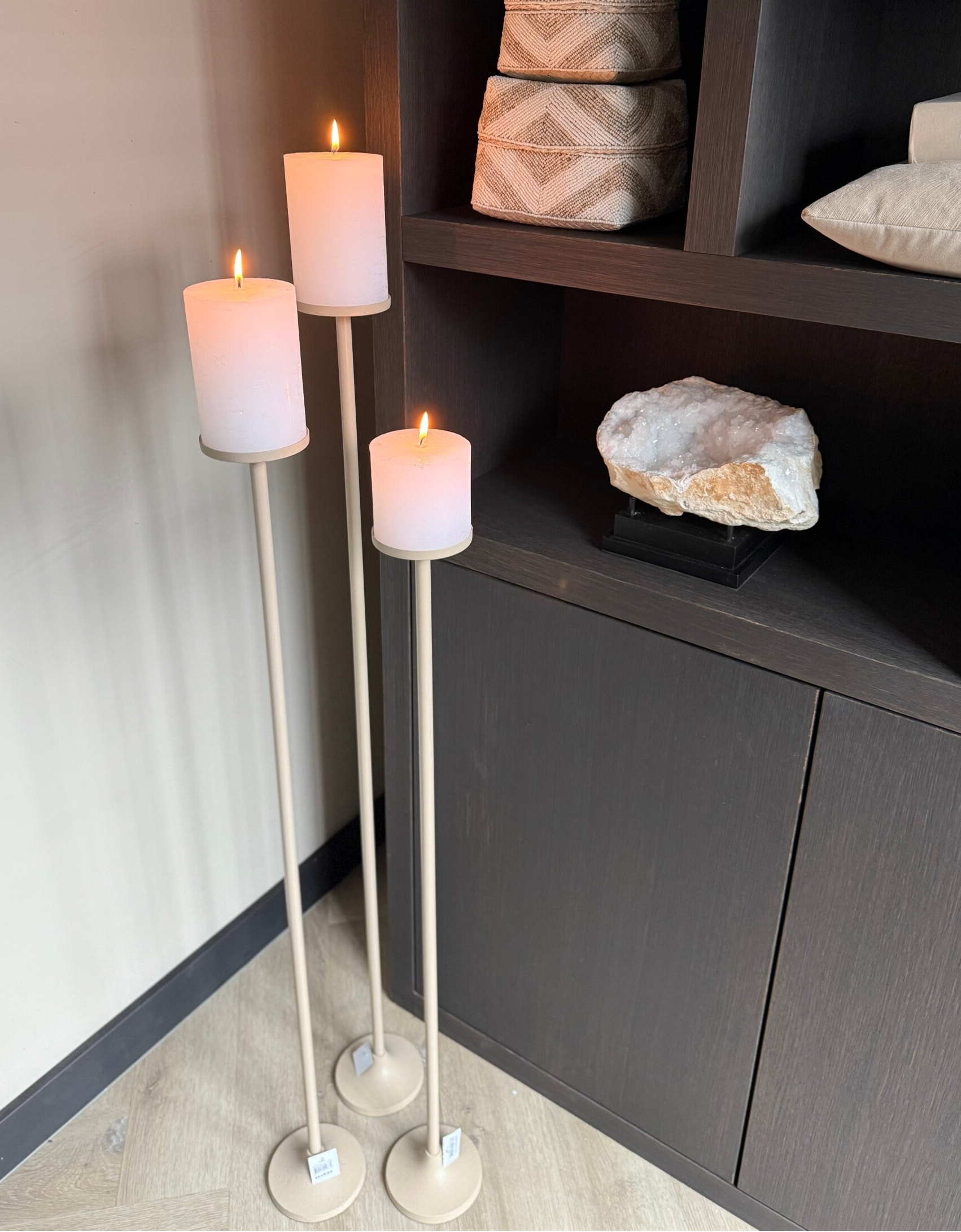 Vloerkandelaren Beige - Set van 3