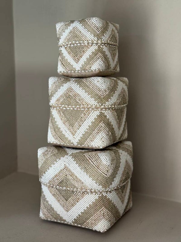 Set van 3 - Offermandjes Beige/Wit
