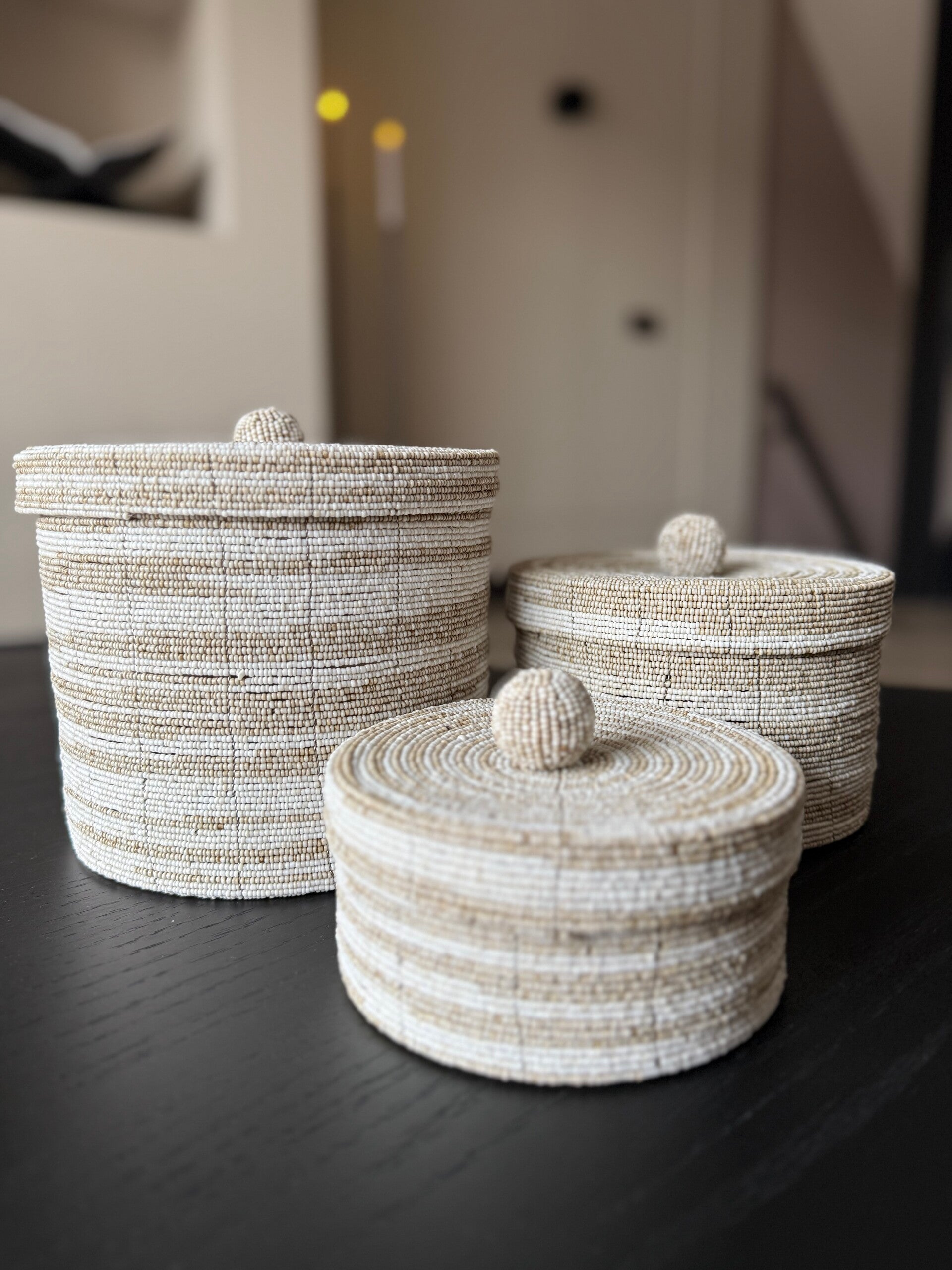 Offermandjes Beige/Wit rond