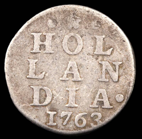 Dubbele wapenstuiver Holland, 1763. Zfr.