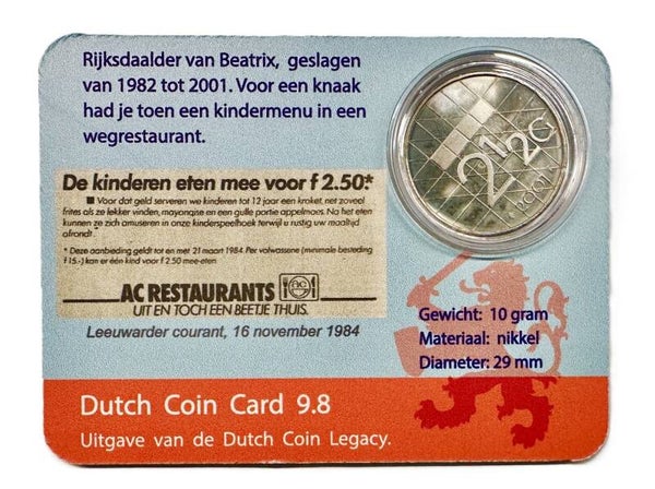 Dutch Coin Card 9.8. Rijksdaalder van Beatrix
