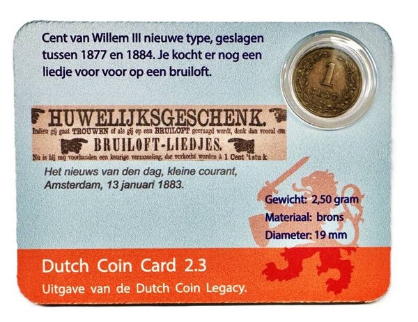 Dutch Coin Card 2.3. Cent Willem III, 1877 - 1884