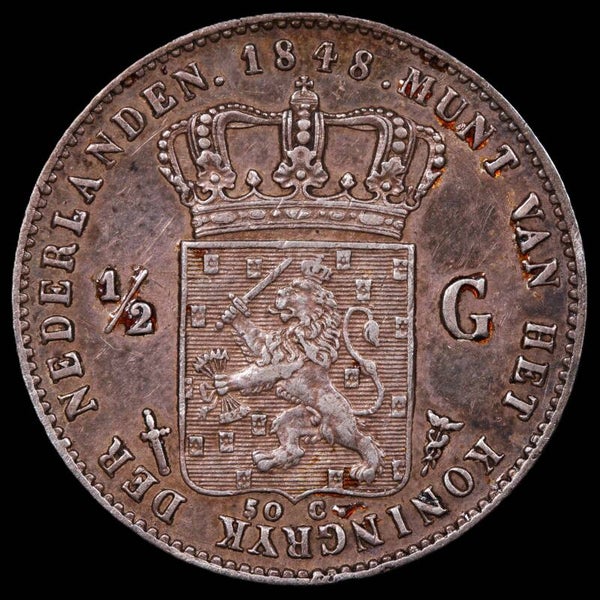 Halve gulden 1848. Zfr/ Pr.