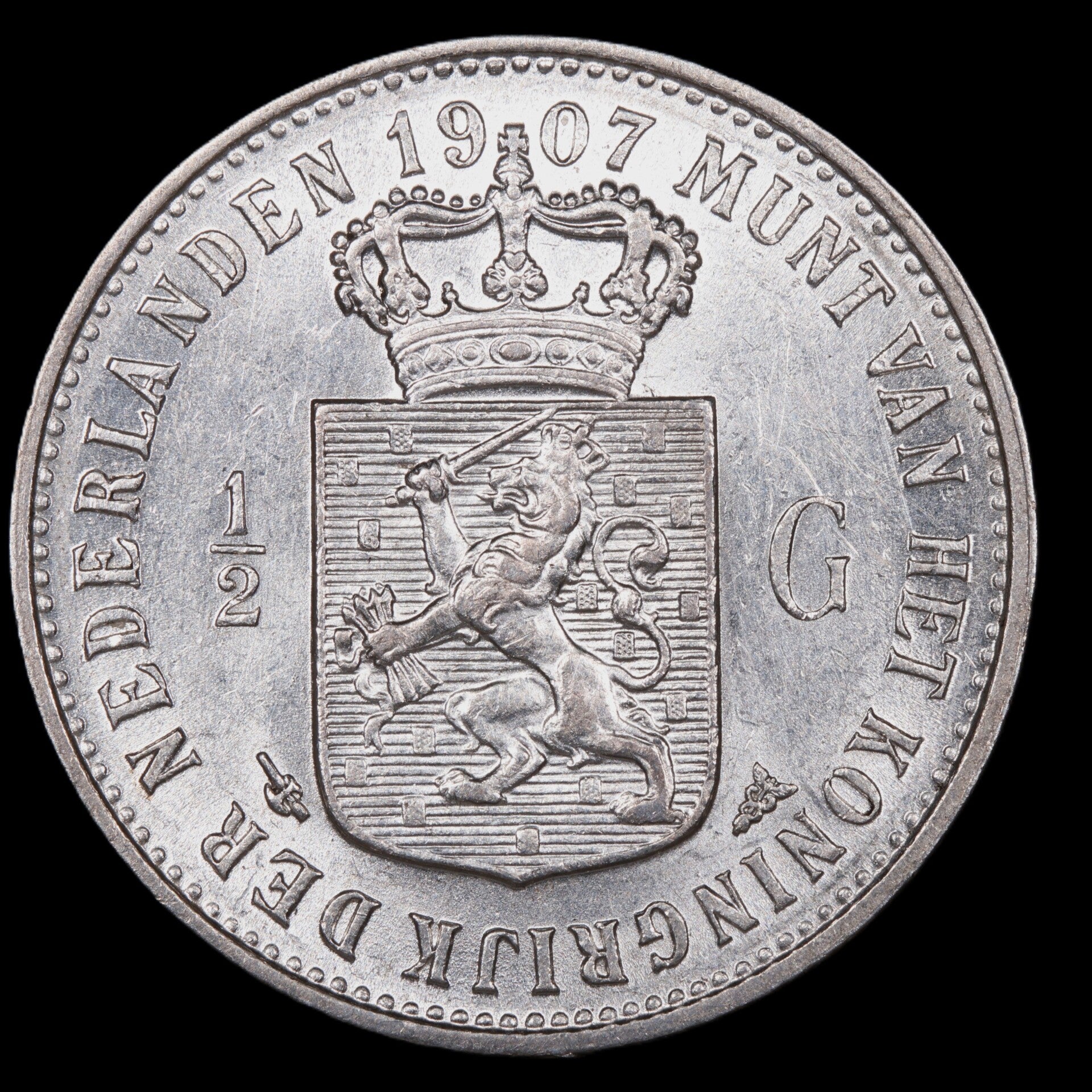 Halve gulden 1907. Pr.