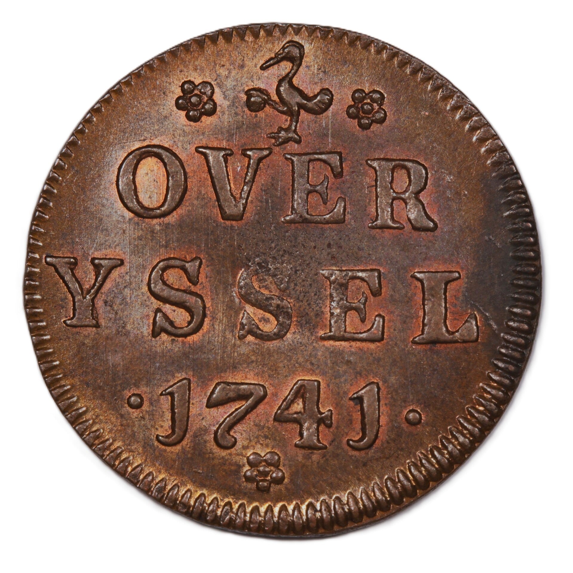 Duit Overijssel 1741. Unc.