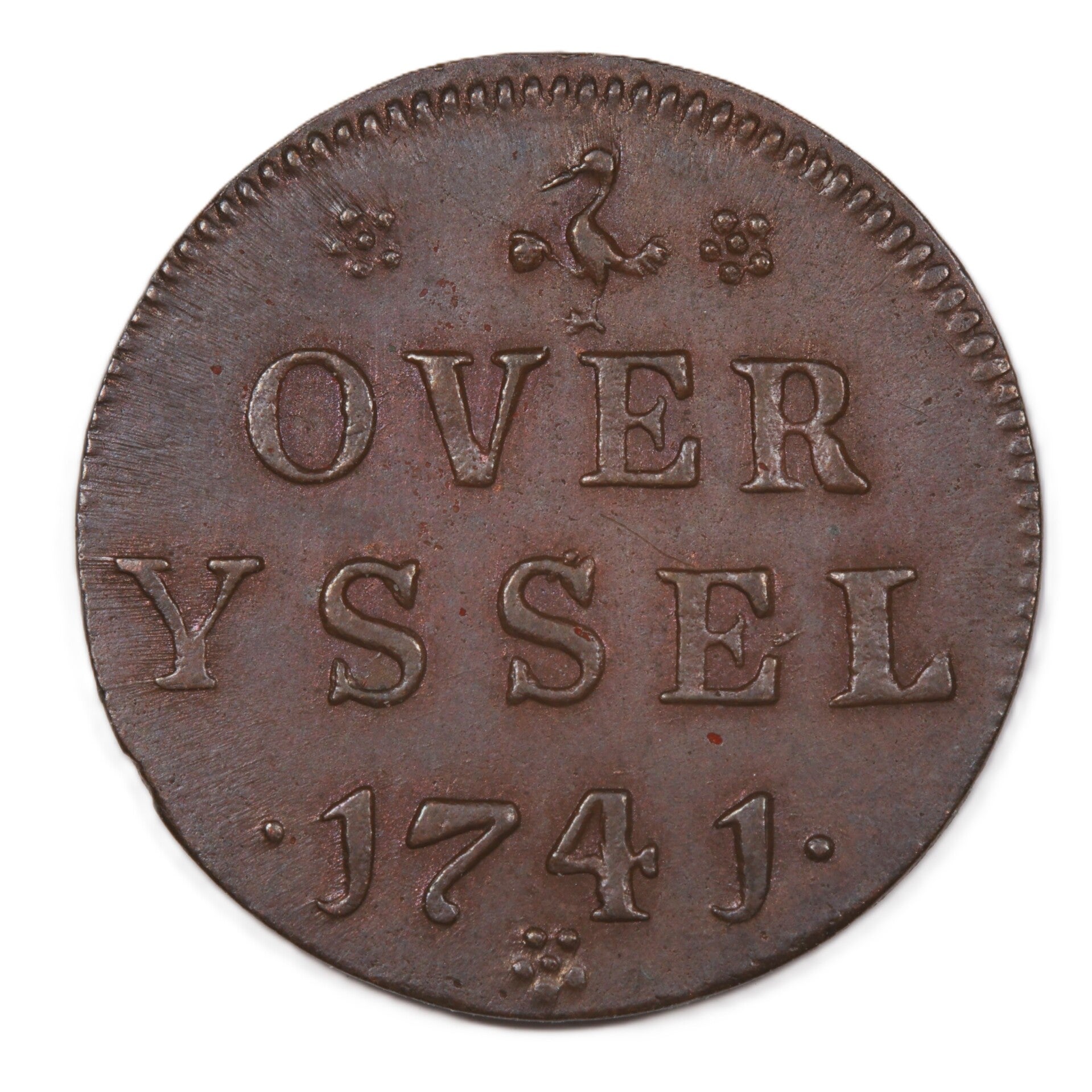 Duit Overijssel 1741. Unc.