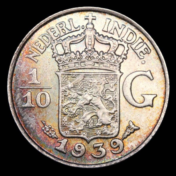 1/10e gulden Ned. Indie. 1939. Unc.