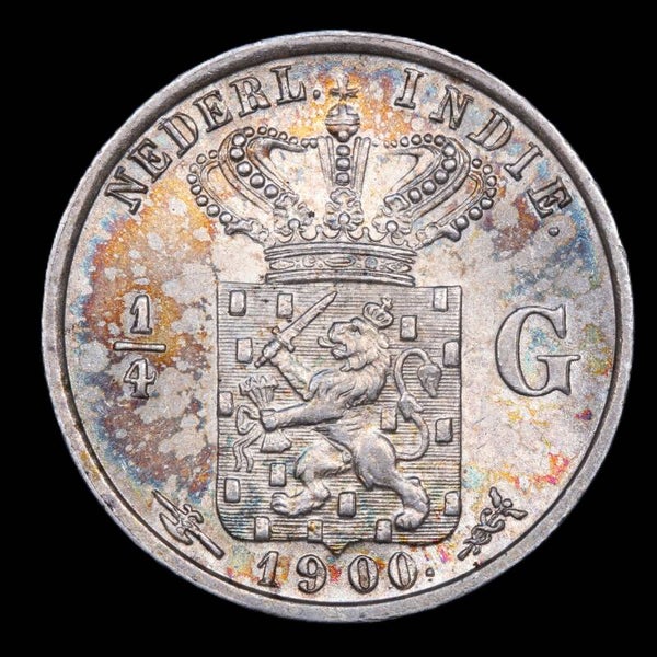1/4e gulden Ned. Indie. 1900. Unc.