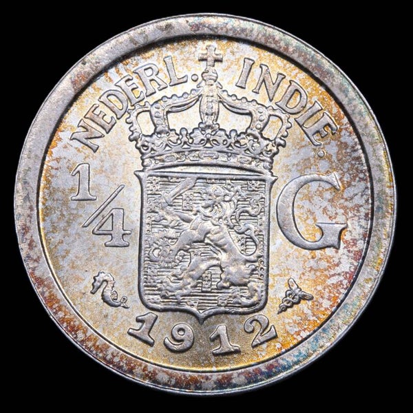 1/4e gulden Ned. Indie. 1912. Unc.