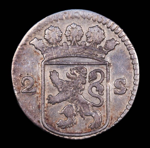Dubbele wapenstuiver Holland, 1729. Zfr.