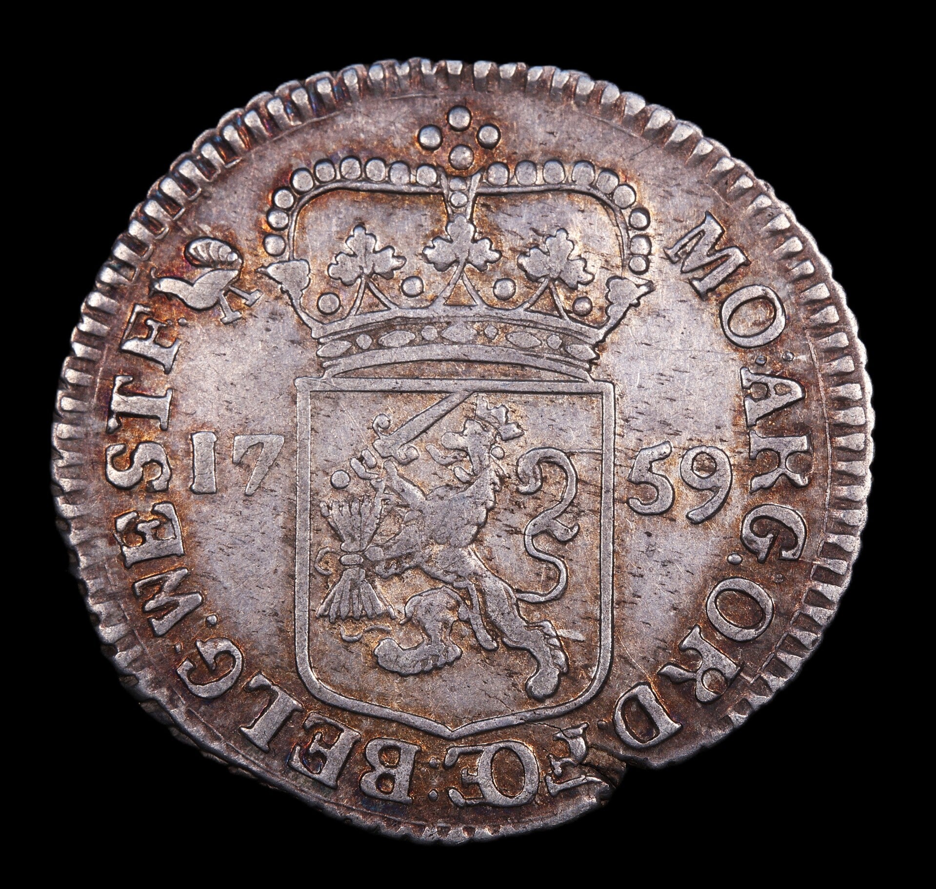 1/4 gulden of muntmeesterpenning West-Friesland, 1759. Zfr