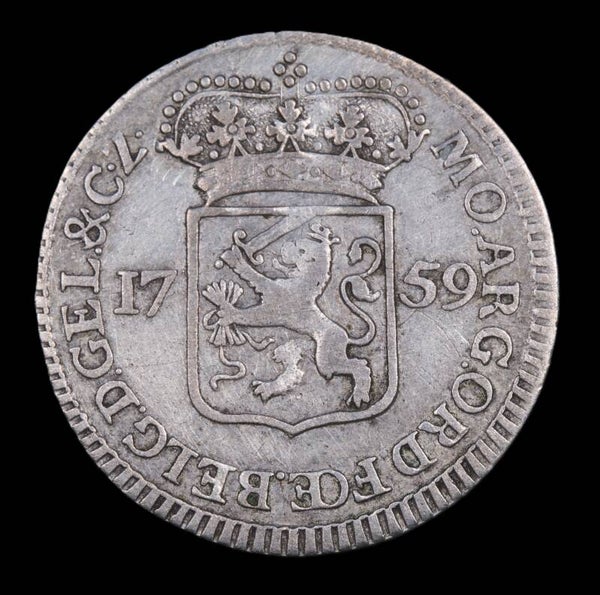 1/4 gulden of muntmeesterpenning Gelderland, 1759. Fr/ Zfr.