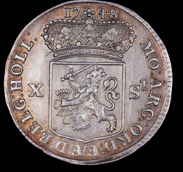 10 stuiver Holland 1748. Zfr/ Pr.