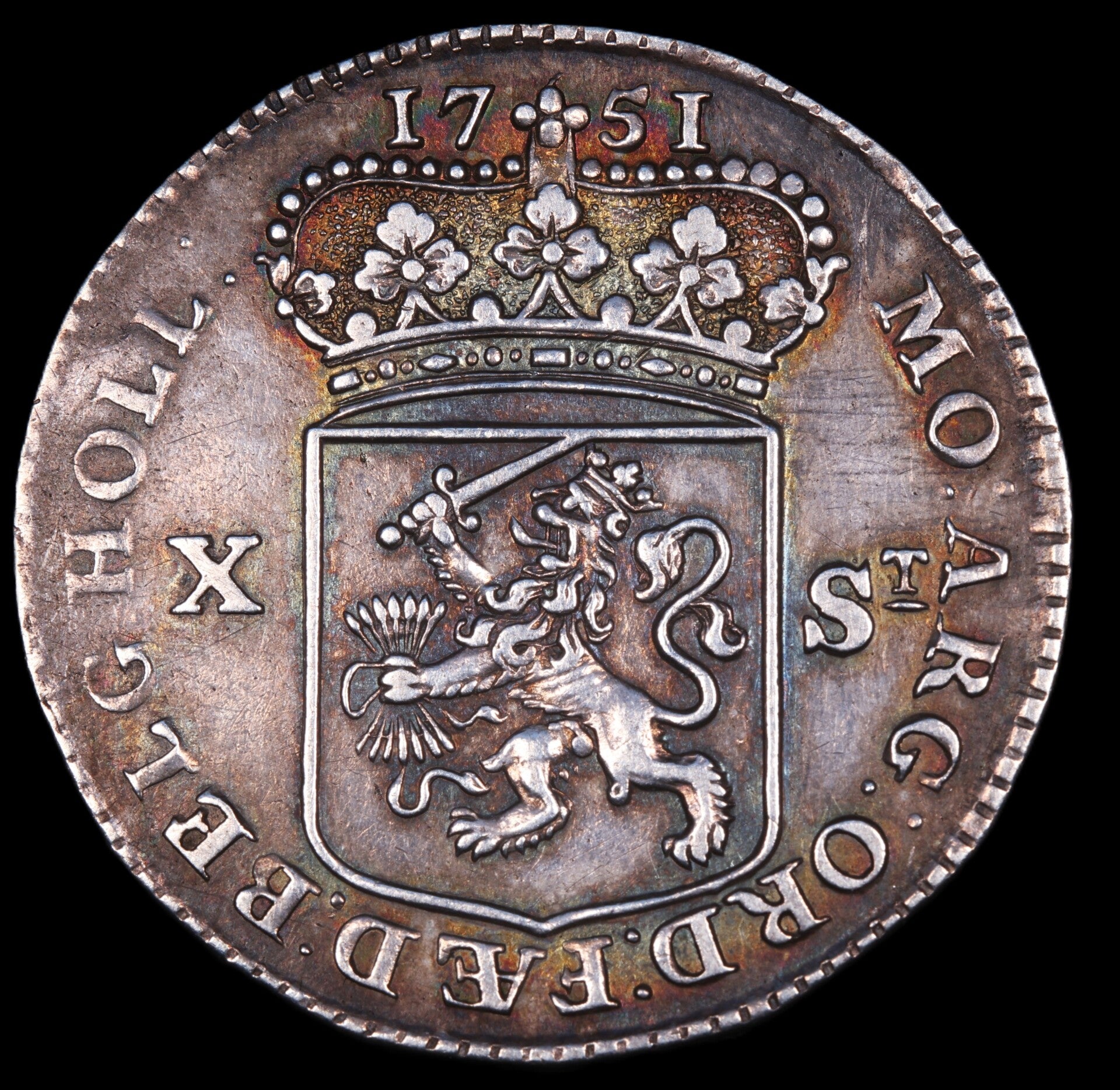 10 stuiver Holland 1751. Zfr/ Pr.