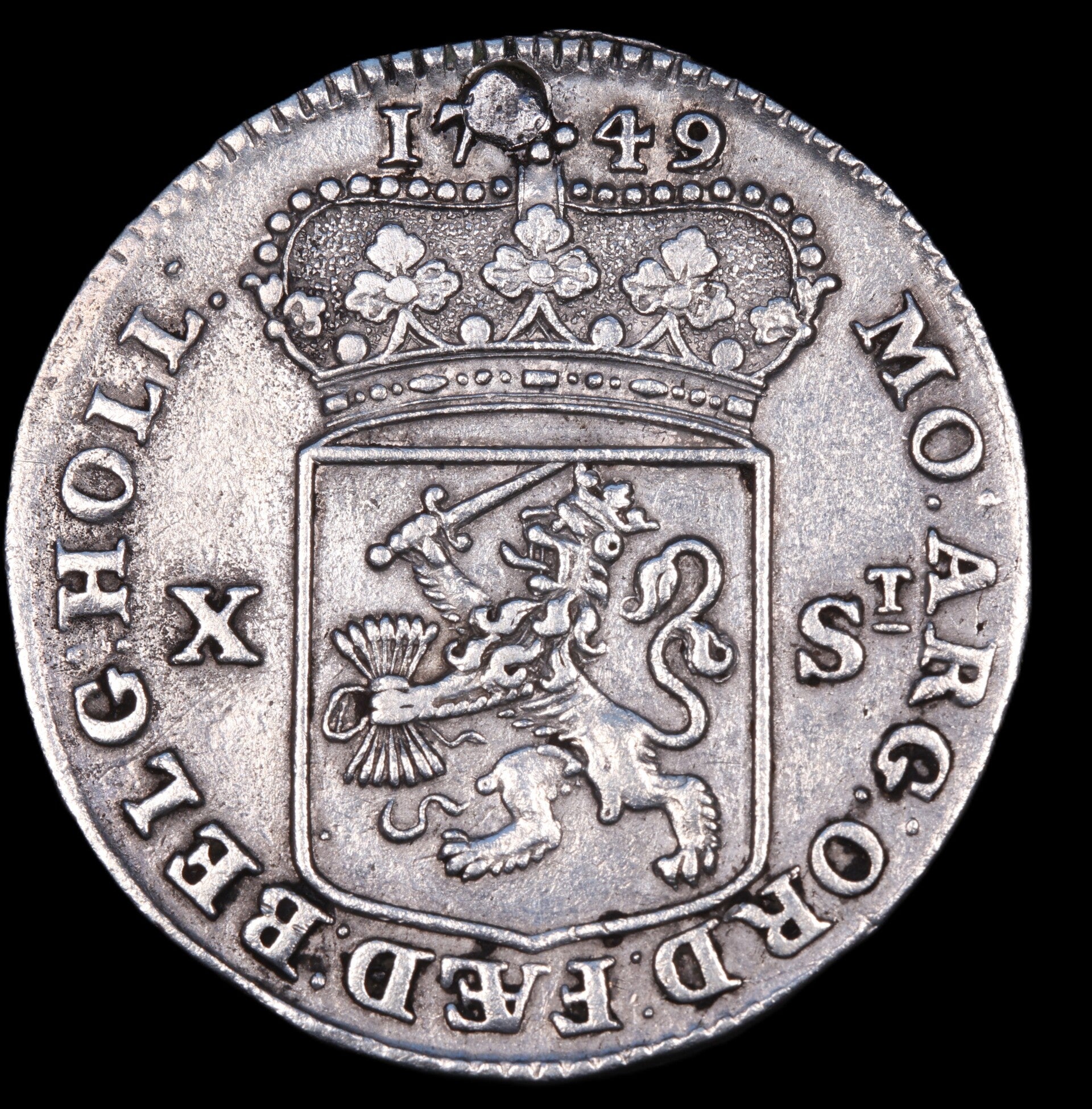 10 stuiver Holland 1749/48. Zfr/ Pr.