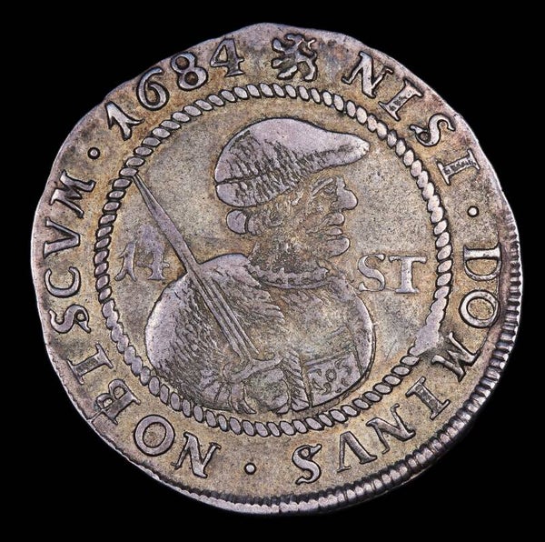 1/2e florijn of 14 stuiver Friesland, 1684. Zfr/ Pr.