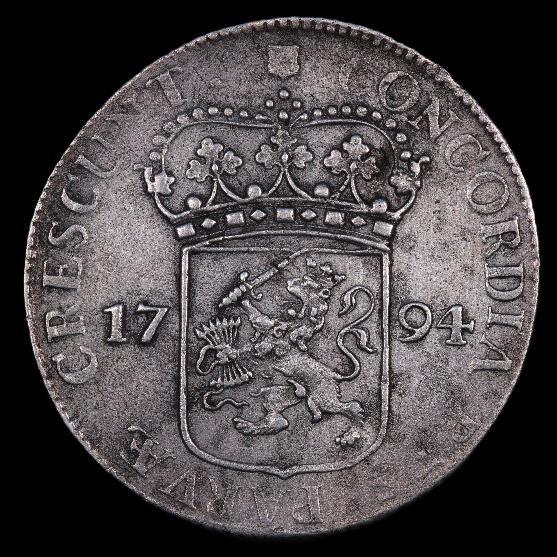 Zilveren dukaat, Utrecht, 1794. Zfr/ Pr.