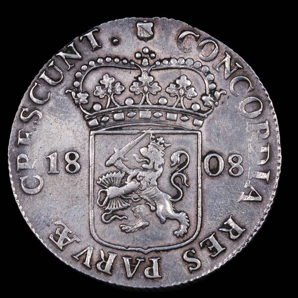 Zilveren dukaat, Utrecht, Koninkrijk Holland, 1808. Zfr/ Pr.