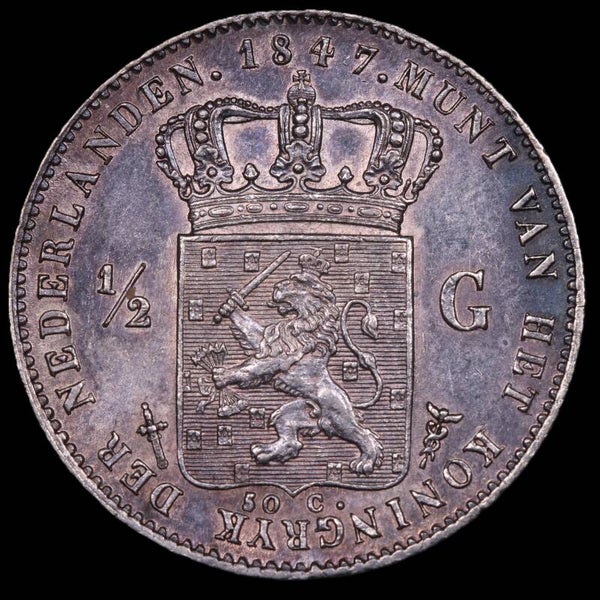 Halve gulden 1847. Unc.