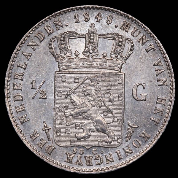 Halve gulden 1848/47. Pr/ Unc.