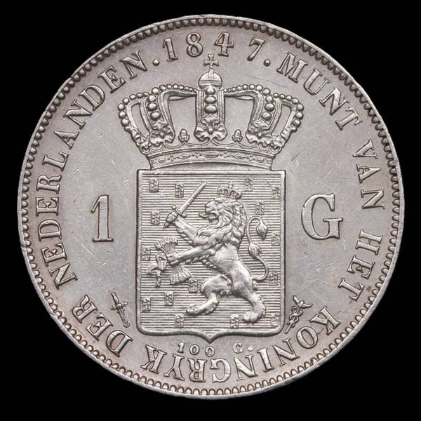 1 Gulden 1847. Pr/ Unc.