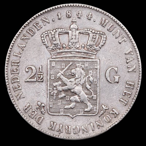 2,5 Gulden 1844. Fr+.