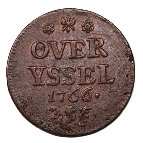 Duit Overijssel 1766. Pr.
