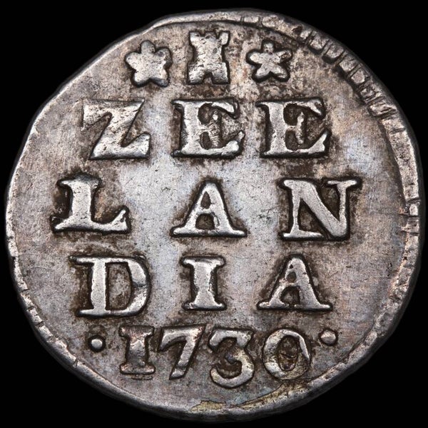 Dubbele wapenstuiver Zeeland. 1730. Zfr/ Pr.