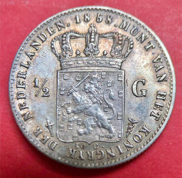 Halve gulden 1858. Pr.