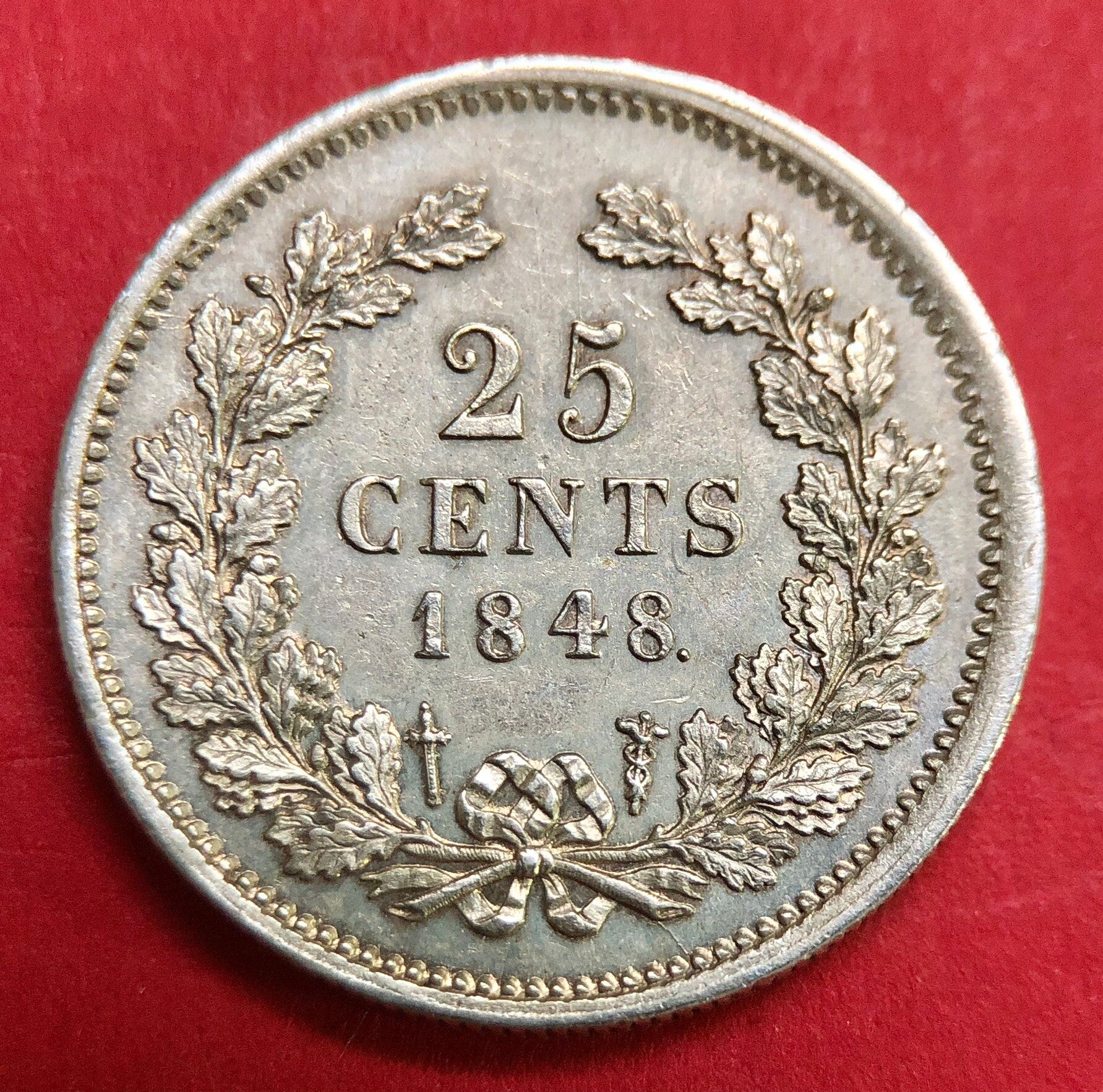 25 cent 1848. Pr/ Unc.