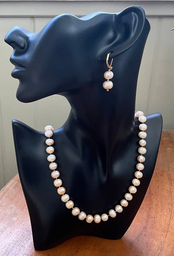 Freshwater Baroque Pearl Necklace: Pink/Apricot/ Cream Mix