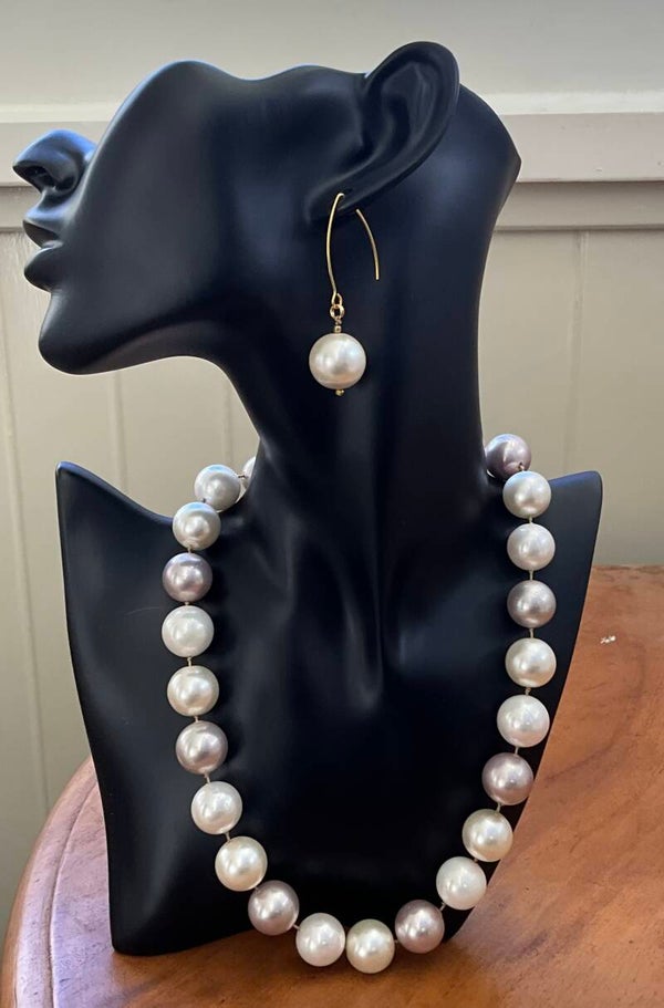 16mm Shell Pearl Necklace: Pale pink/light Champagne/Cream