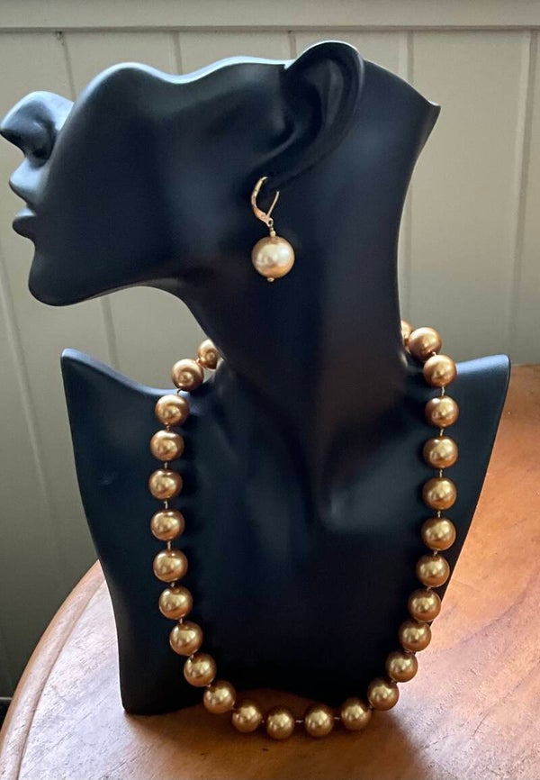 14mm Shell Pearl Necklace Nutmeg