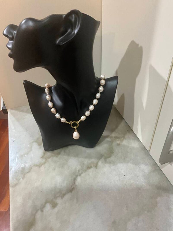 Pale Pink Rice Shape Freshwater Pearl Necklace