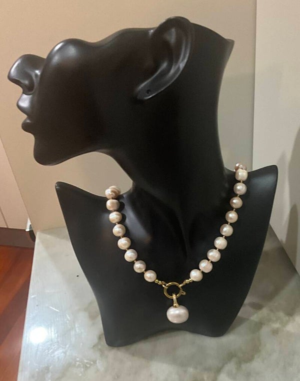 Pale Pink potato Shape Freshwater Pearl Necklace