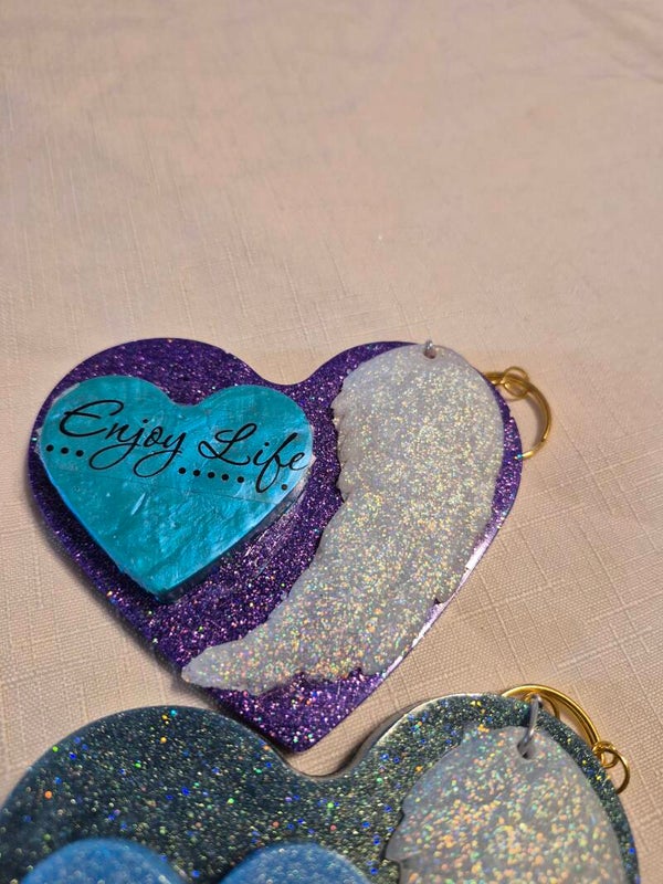 Heart angel wing keychain